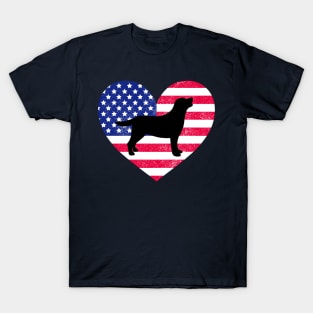 Black Labrador Retriever and Stars and Stripes T-Shirt